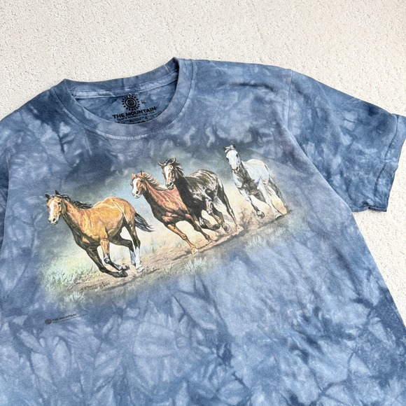 The Mountain Tie Dye T Shirt Four Running Horses Graphic Print XL - Picture 3 of 8
